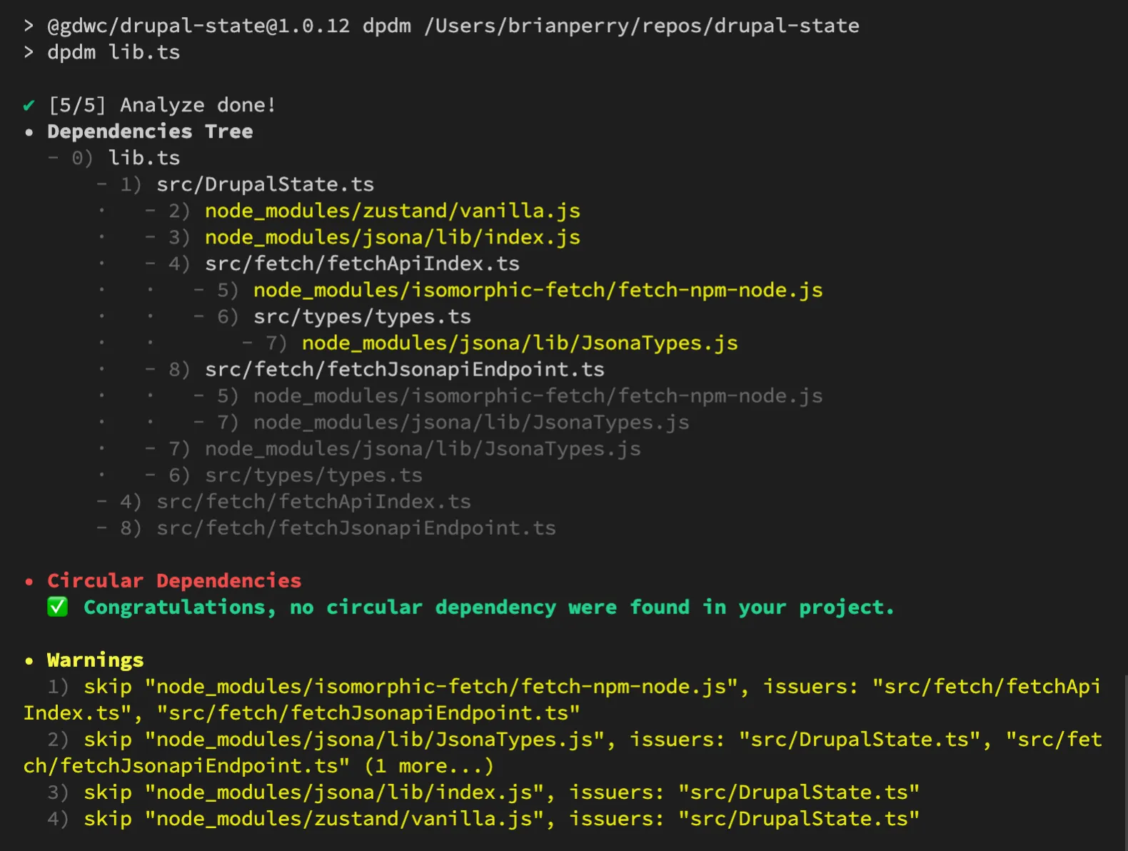 Dpdm output with circular dependency resolved