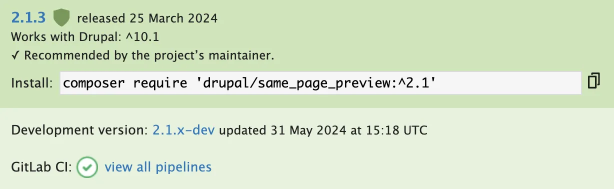 A release with a green check mark